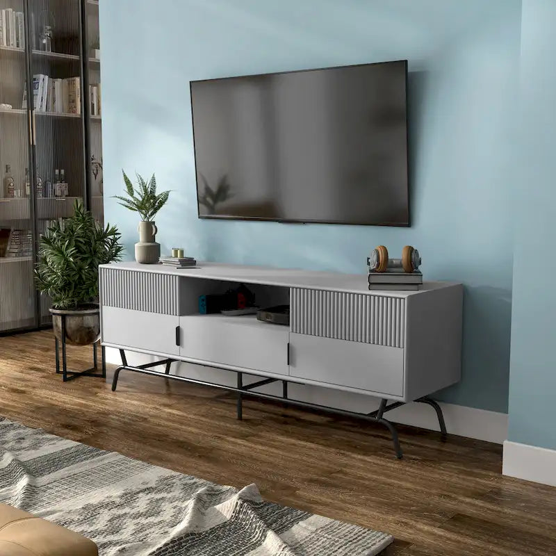 Modern 60-Inch 3-Drawer Media Cabinet TV Stand with Cable Management