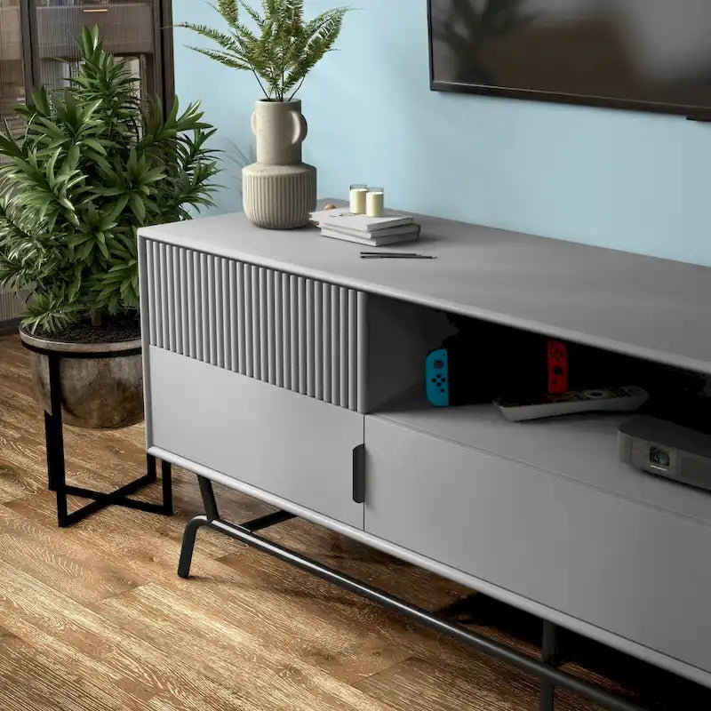 Modern 60-Inch 3-Drawer Media Cabinet TV Stand with Cable Management