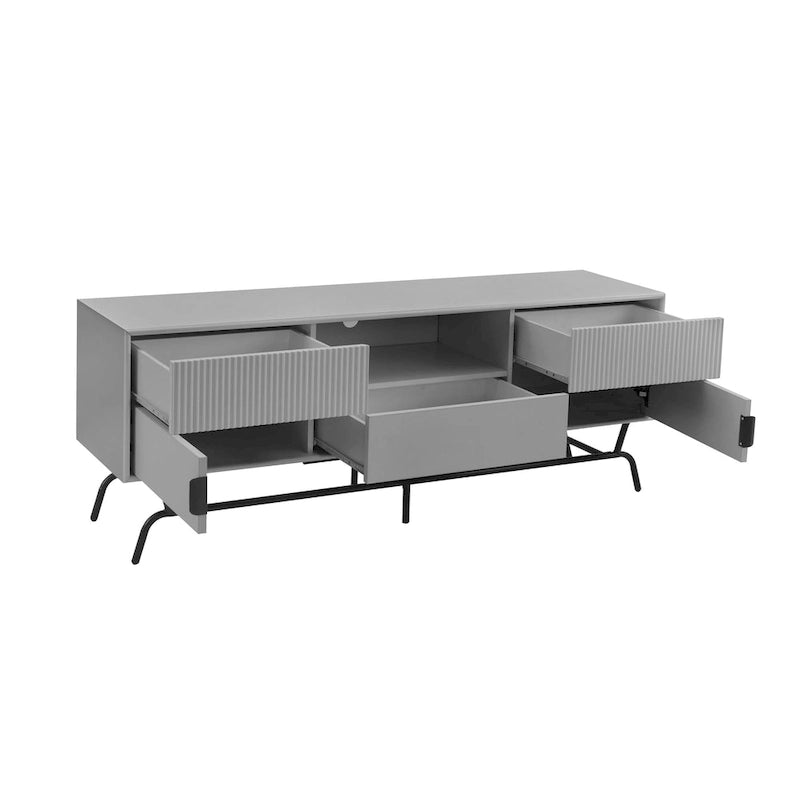 Modern 60-Inch 3-Drawer Media Cabinet TV Stand with Cable Management