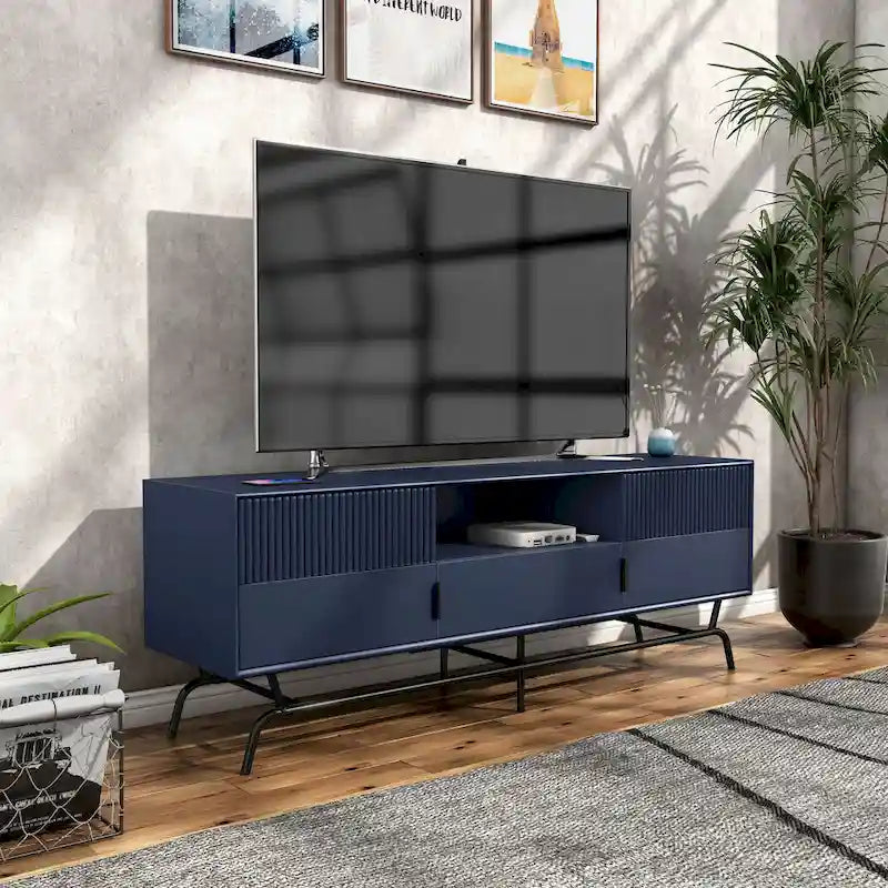 Modern 60-Inch 3-Drawer Media Cabinet TV Stand with Cable Management