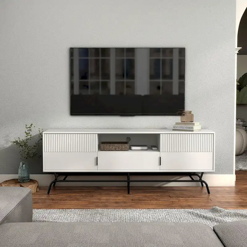 Modern 60-Inch 3-Drawer Media Cabinet TV Stand with Cable Management
