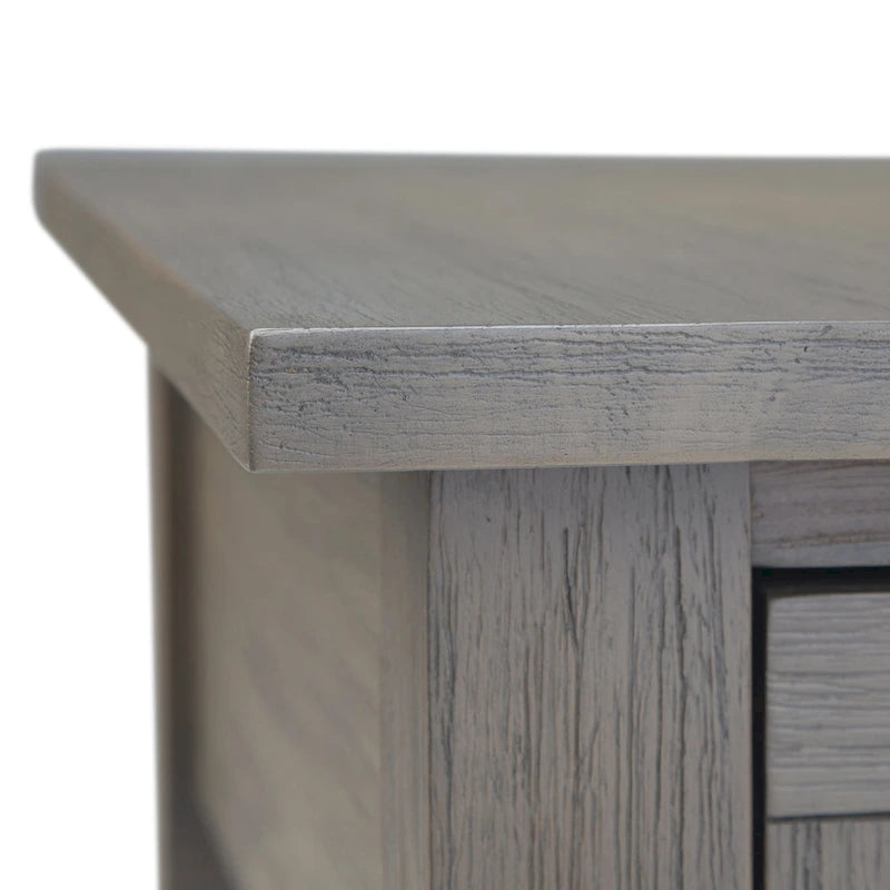 Solid Acacia Wood 14 Inch Wide Rectangle Rustic Narrow Side Table with Drawer and Shelf