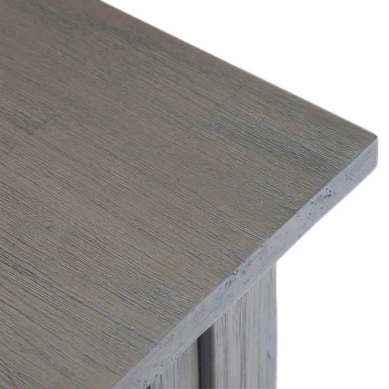 Solid Acacia Wood 14 Inch Wide Rectangle Rustic Narrow Side Table with Drawer and Shelf