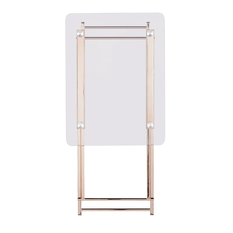 Glass Top Folding Tray Table with Cross Leg Art Deco Design
