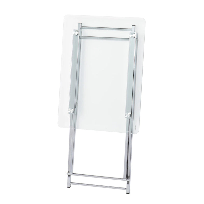 Glass Top Folding Tray Table with Cross Leg Art Deco Design
