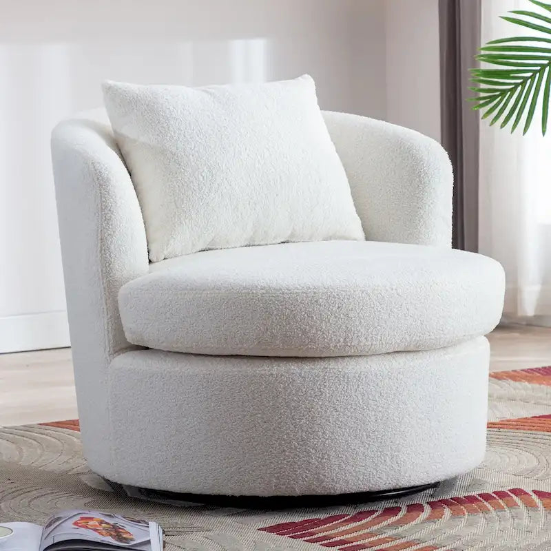 360 Swivel Barrel Accent Chair with Soft Lamb Wool Fabric