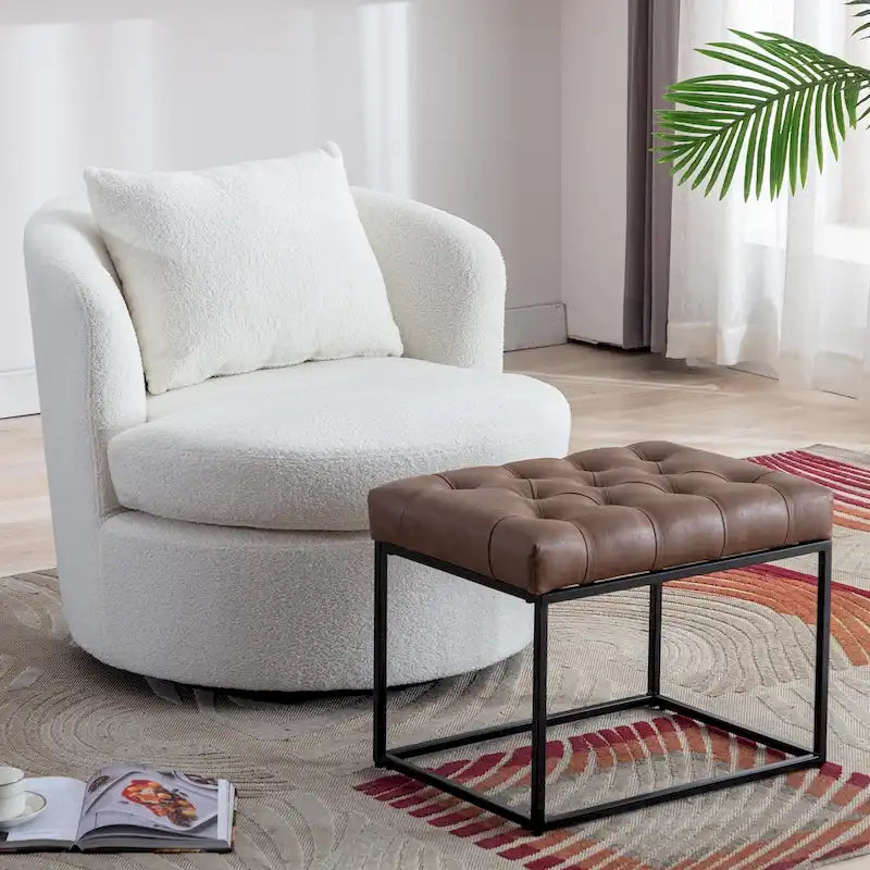 360 Swivel Barrel Accent Chair with Soft Lamb Wool Fabric