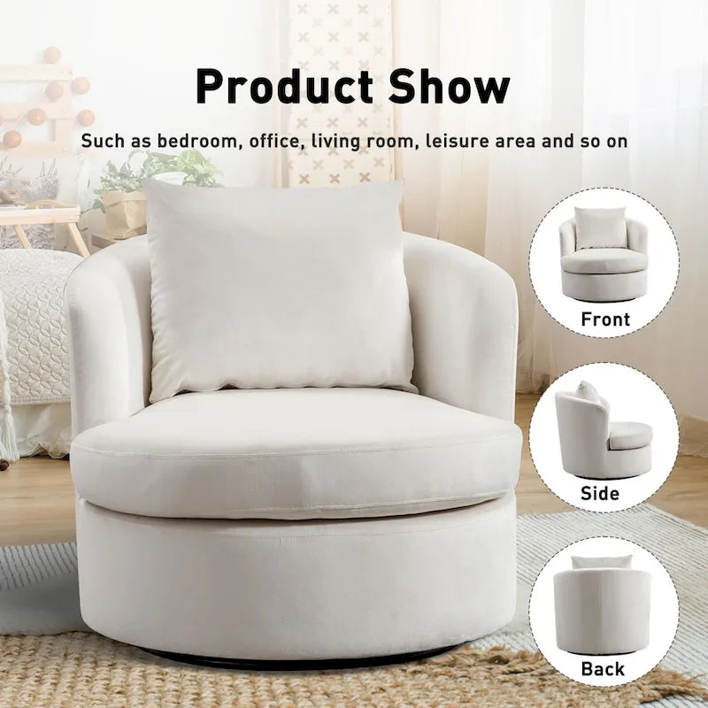 360 Swivel Barrel Accent Chair with Soft Lamb Wool Fabric