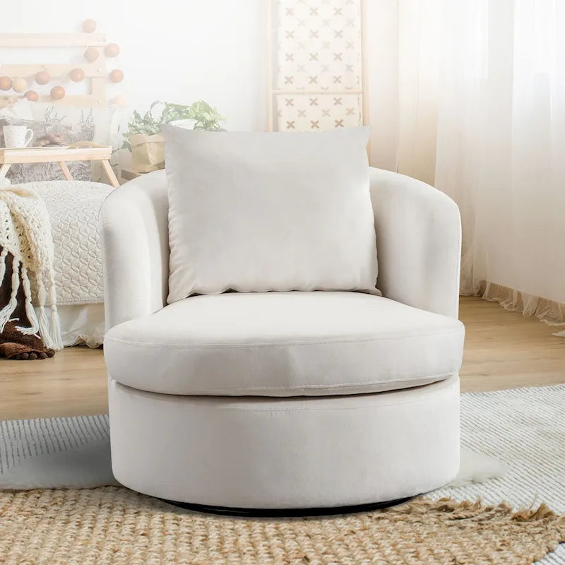 360 Swivel Barrel Accent Chair with Soft Lamb Wool Fabric