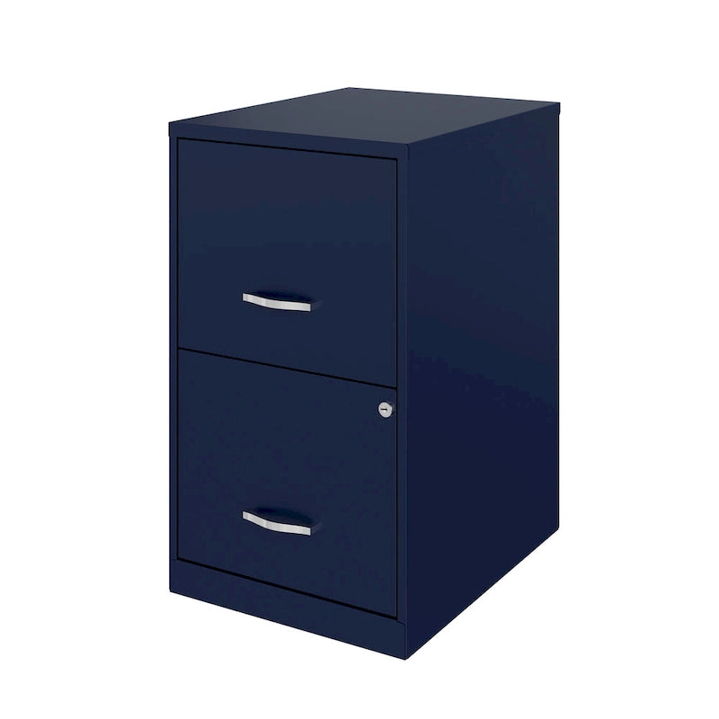 18-Inch 2-Drawer Metal File Cabinet Navy Under-Desk Storage