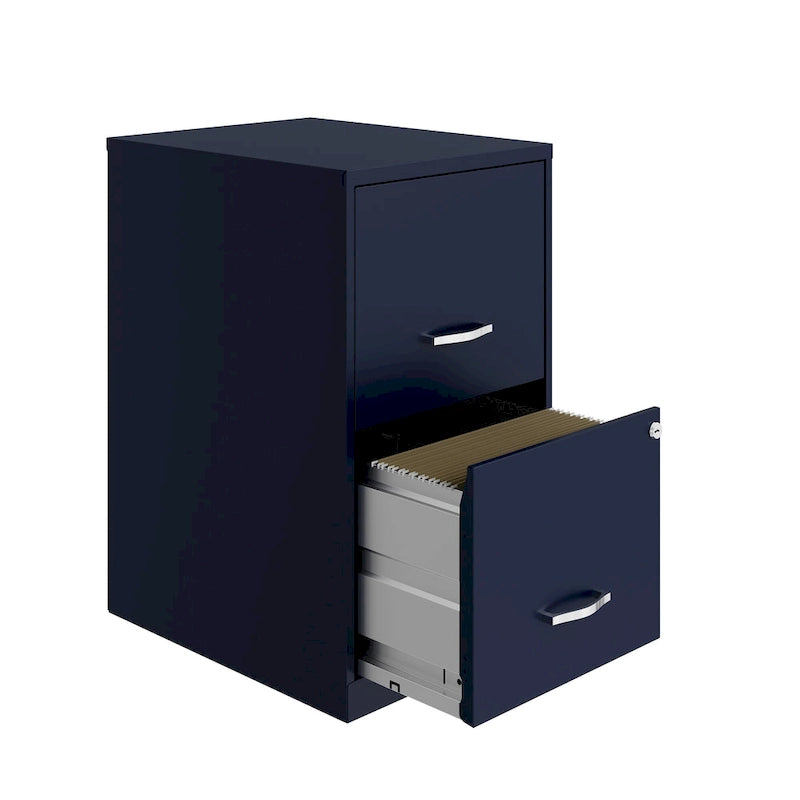 18-Inch 2-Drawer Metal File Cabinet Navy Under-Desk Storage
