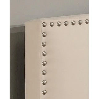 Upholstered Headboard with Nickel Nailhead Trim Adjustable Height Bedroom