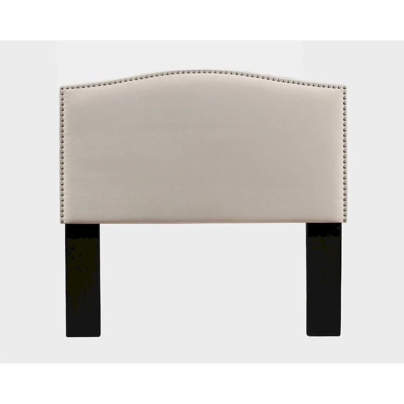 Upholstered Headboard with Nickel Nailhead Trim Adjustable Height Bedroom
