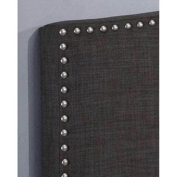 Upholstered Headboard with Nickel Nailhead Trim Adjustable Height Bedroom