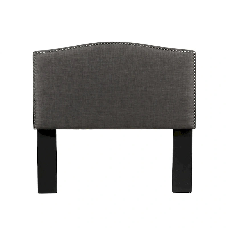 Upholstered Headboard with Nickel Nailhead Trim Adjustable Height Bedroom