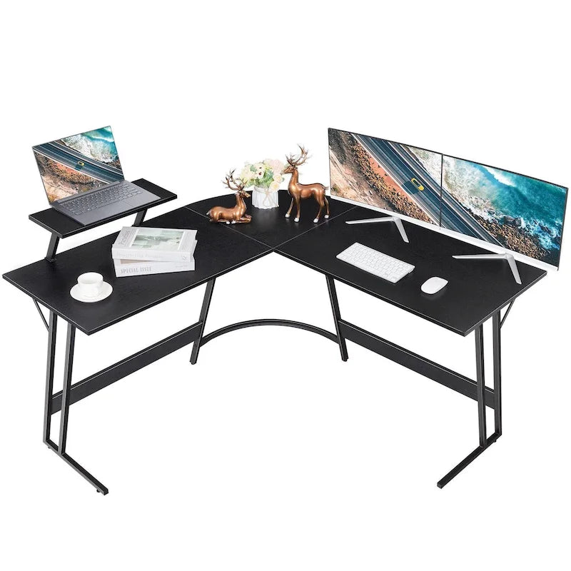 L-Shaped Computer Desk Modern Corner Office Desk with Movable Side Table