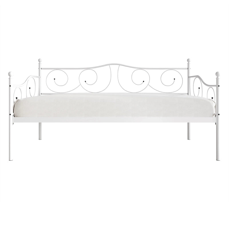 Contemporary Twin Size Metal Daybed with Finial Detail and Storage