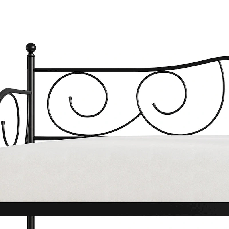 Contemporary Twin Size Metal Daybed with Finial Detail and Storage