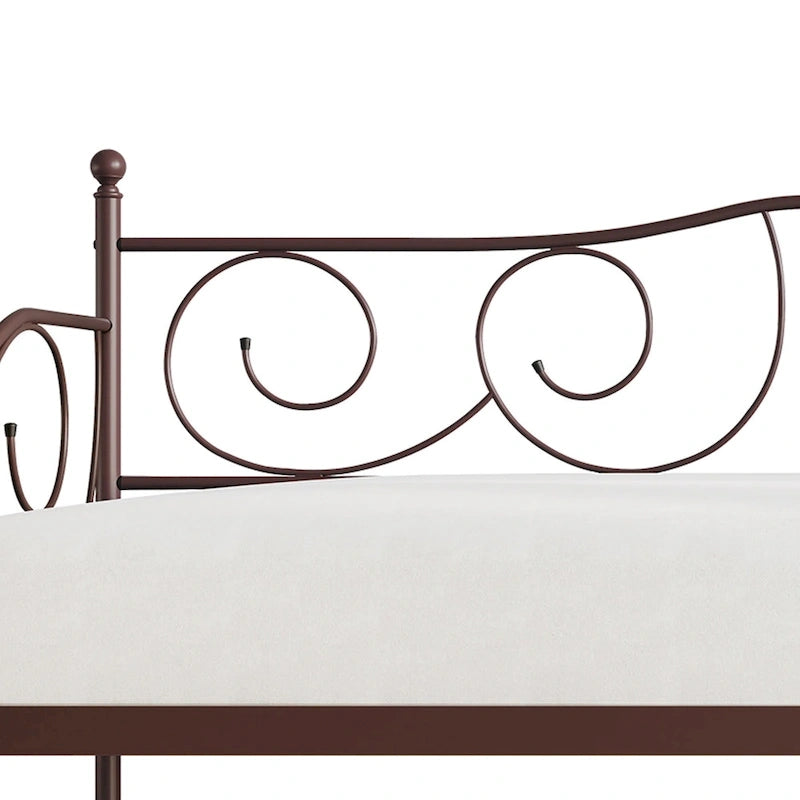 Contemporary Twin Size Metal Daybed with Finial Detail and Storage