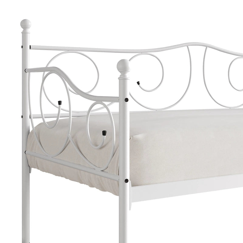 Contemporary Twin Size Metal Daybed with Finial Detail and Storage