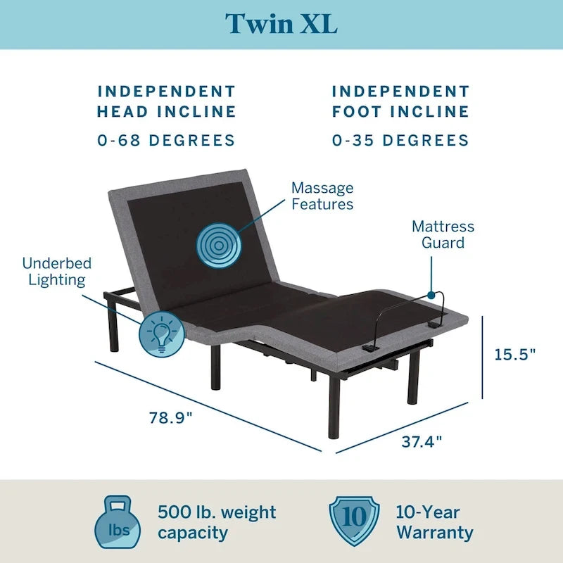 Deluxe Adjustable Bed Base with Wireless Remote and Smart App