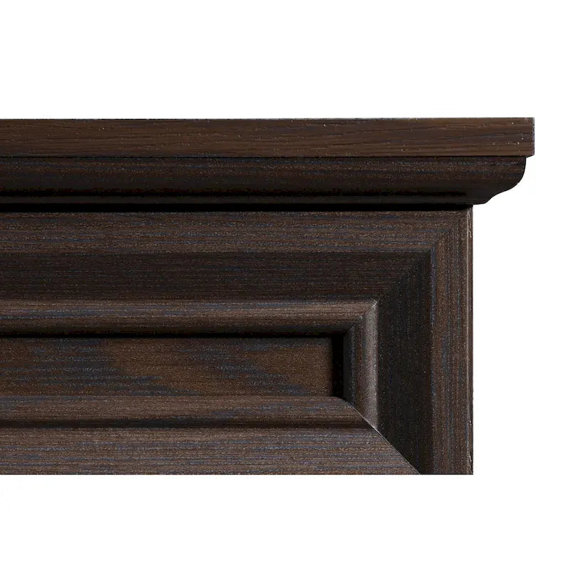 Modern Writing Desk with Drawers Espresso Wood Grain Steel Frame