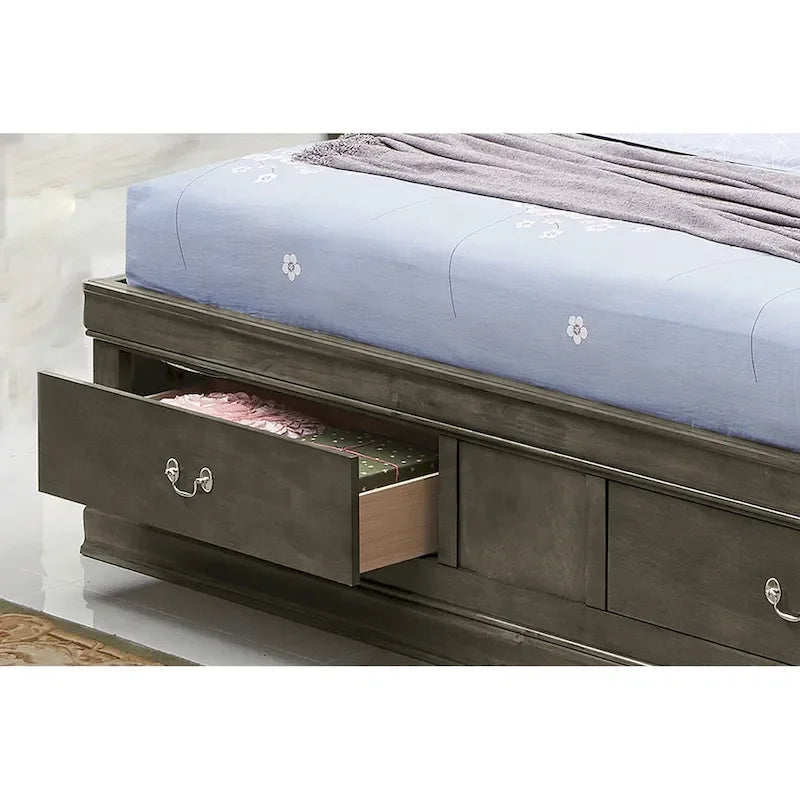 Traditional Queen Storage Platform Bed with Built-In Storage