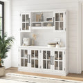 Contemporary Sideboard Buffet Cabinet with Storage Hutch and Glass Doors