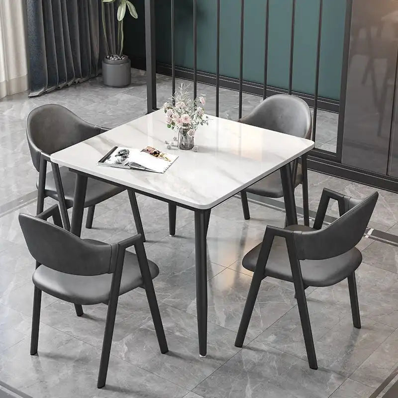 Modern Slate Kitchen Dining Table with Sintered Stone Top Metal Legs (Table Only) - 31.5x31.5x30 inch