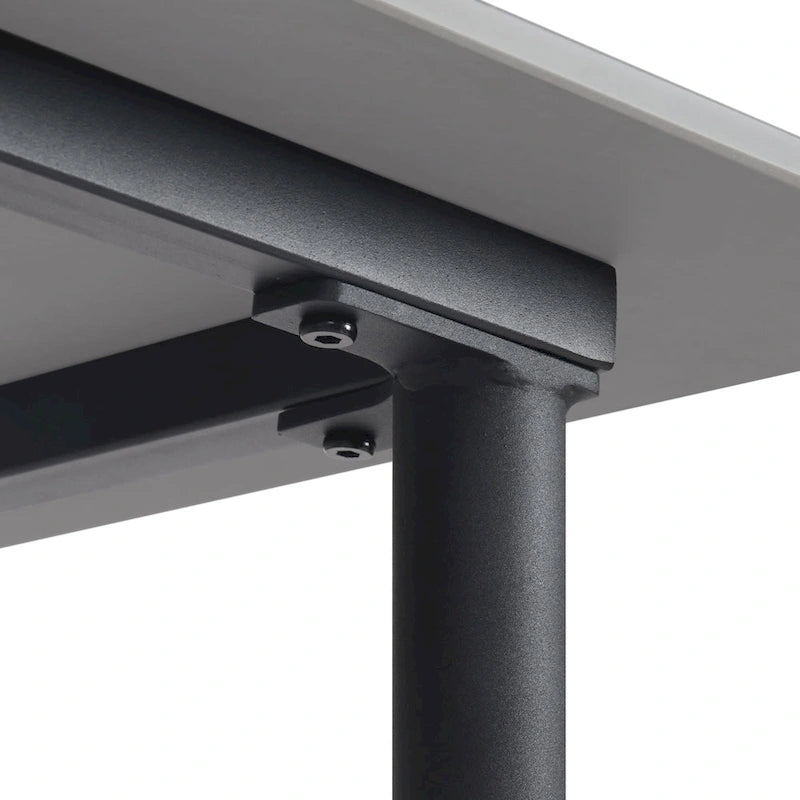 Mesa de comedor moderna cuadrada con tablero de piedra sinterizada y patas de metal negro