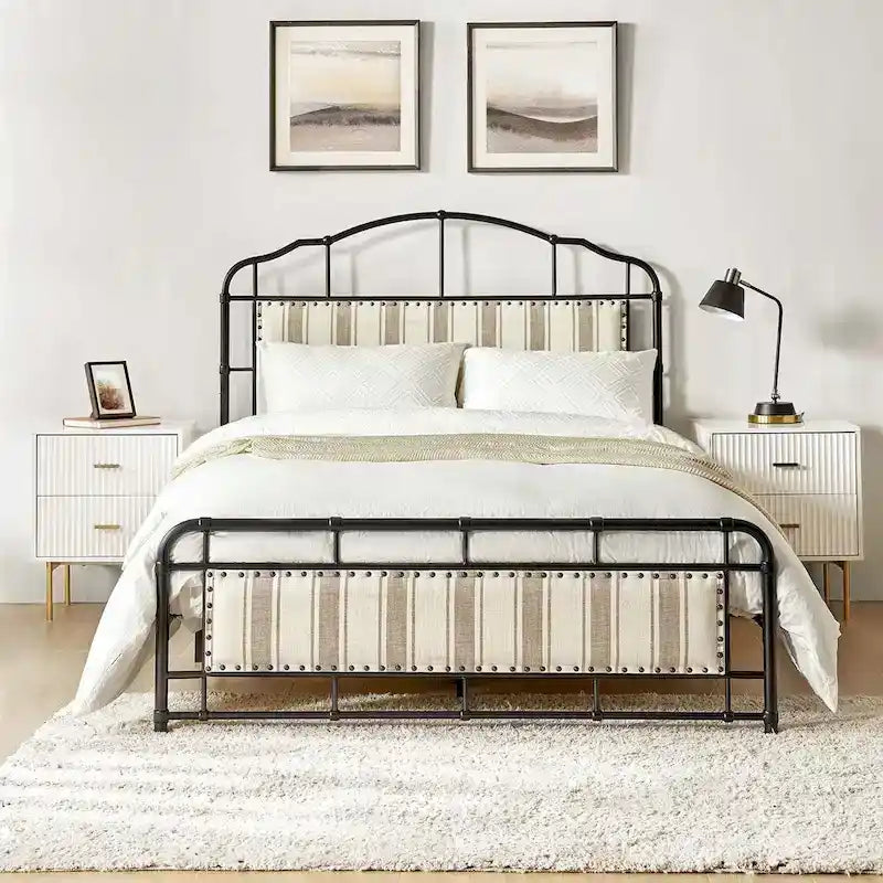 Industrial 62 High Headboard Platform Metal Bed Frame Queen Full Size