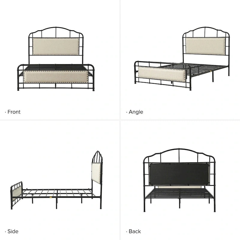 Industrial 62 High Headboard Platform Metal Bed Frame Queen Full Size
