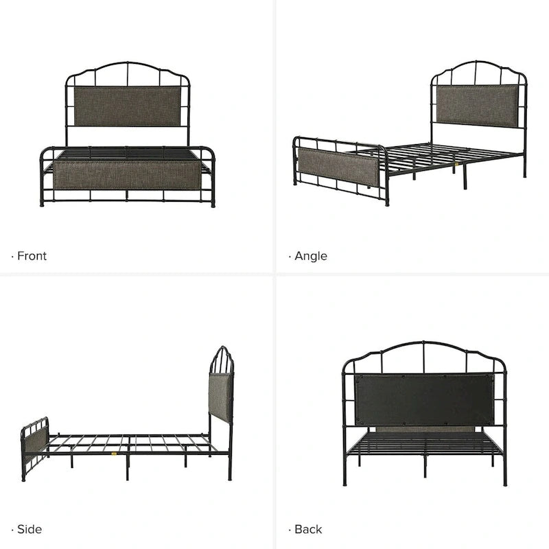 Industrial 62 High Headboard Platform Metal Bed Frame Queen Full Size
