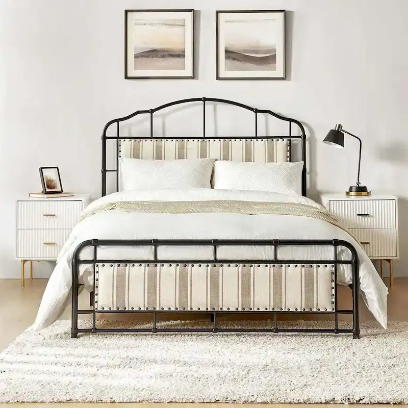 Industrial 62 High Headboard Platform Metal Bed Frame Queen Full Size