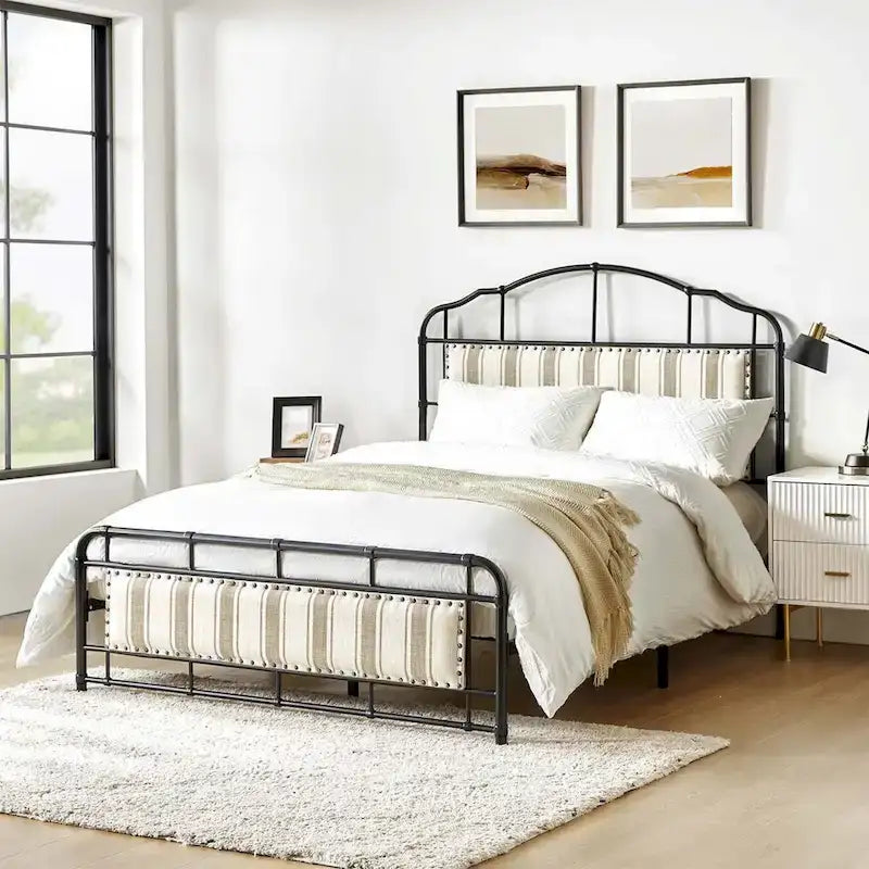 Industrial 62 High Headboard Platform Metal Bed Frame Queen Full Size