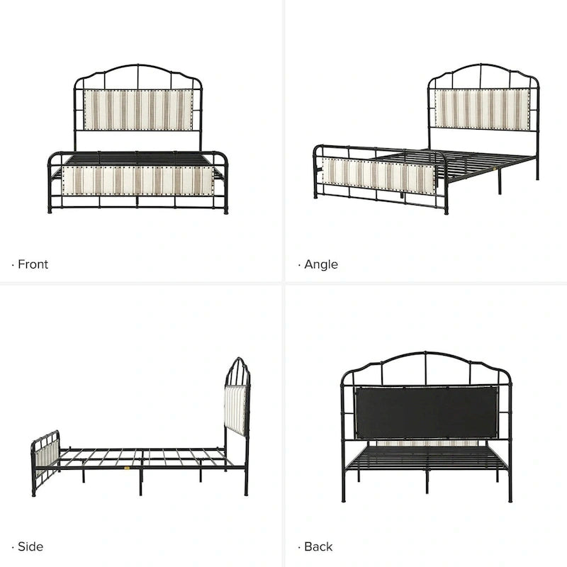 Industrial 62 High Headboard Platform Metal Bed Frame Queen Full Size