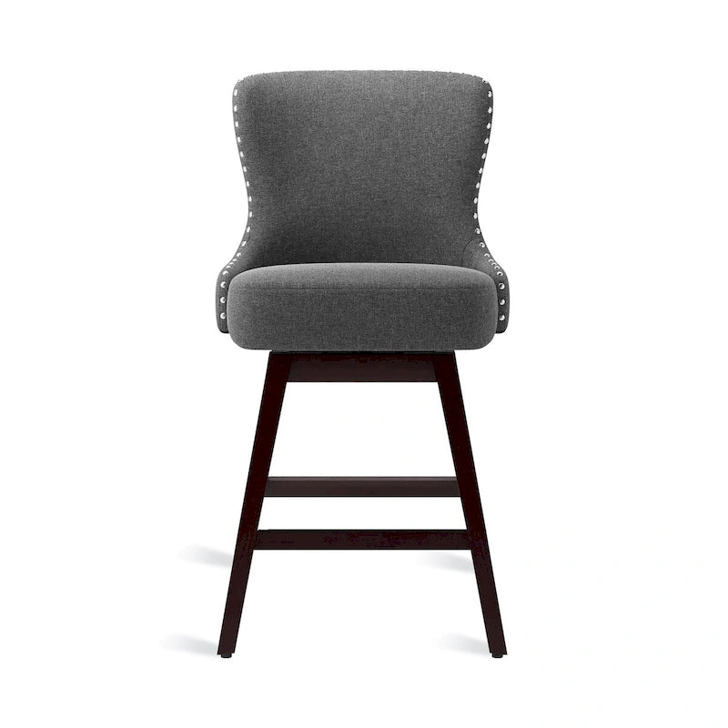 26 in. Faux Leather Upholstered Swivel Bar Stools Counter Height Set of 4