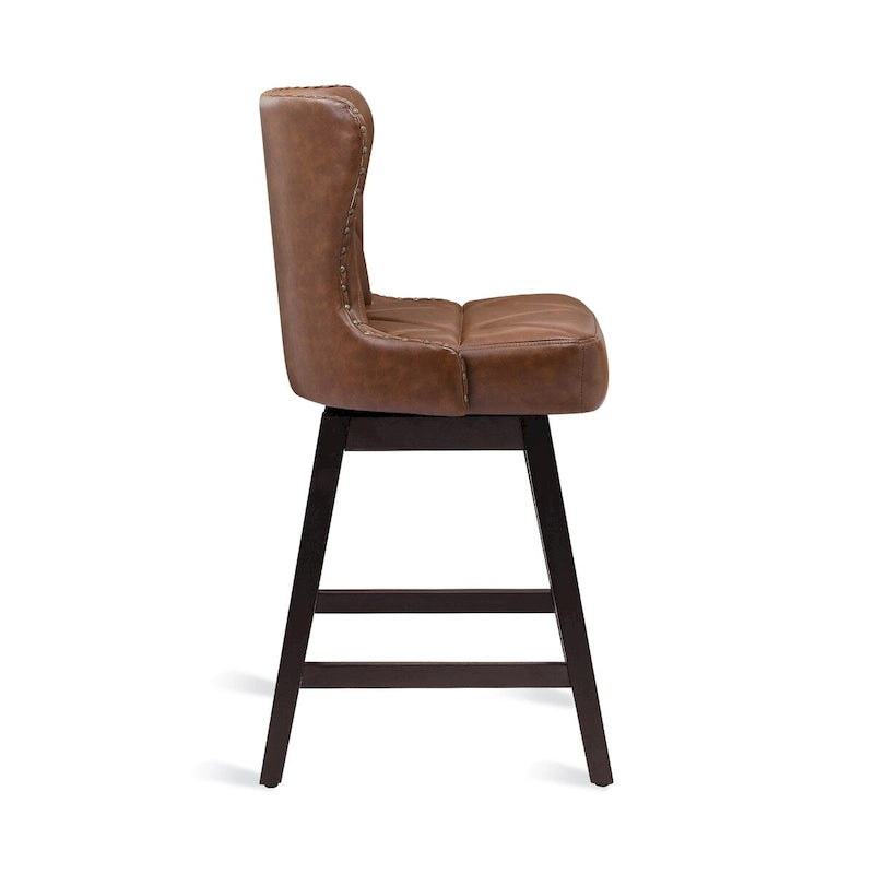 26 in. Faux Leather Upholstered Swivel Bar Stools Counter Height Set of 4