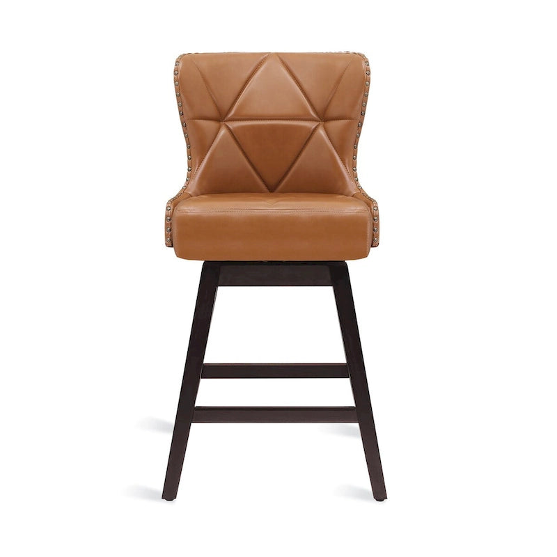 26 in. Faux Leather Upholstered Swivel Bar Stools Counter Height Set of 4
