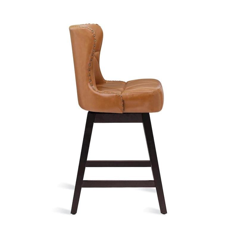 26 in. Faux Leather Upholstered Swivel Bar Stools Counter Height Set of 4