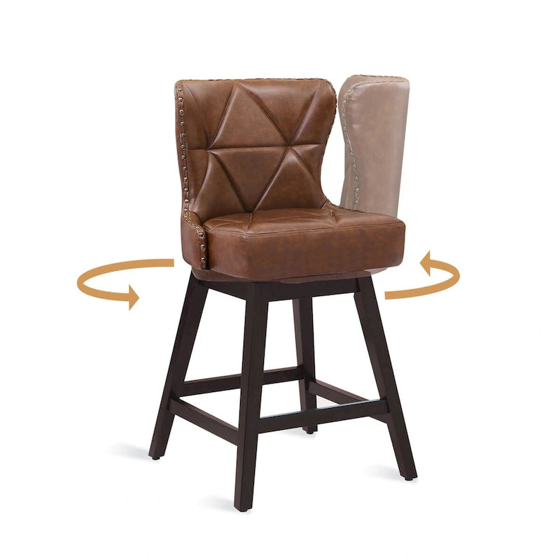 26 in. Faux Leather Upholstered Swivel Bar Stools Counter Height Set of 4