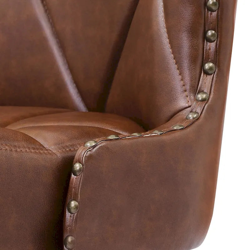 26 in. Faux Leather Upholstered Swivel Bar Stools Counter Height Set of 4
