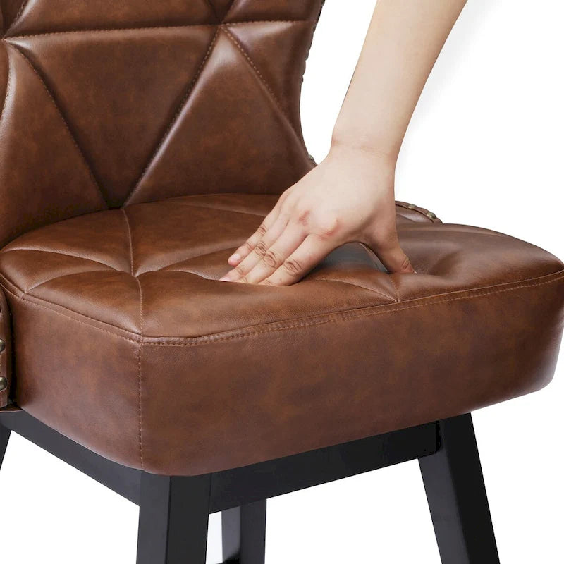 26 in. Faux Leather Upholstered Swivel Bar Stools Counter Height Set of 4