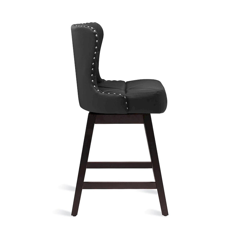 26 in. Faux Leather Upholstered Swivel Bar Stools Counter Height Set of 4
