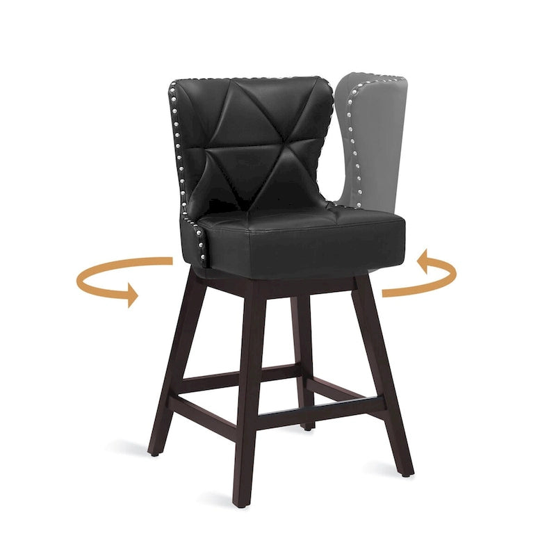 26 in. Faux Leather Upholstered Swivel Bar Stools Counter Height Set of 4