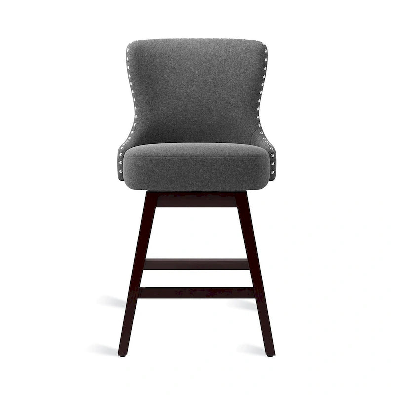 26 in. Faux Leather Upholstered Swivel Bar Stools Counter Height Set of 4