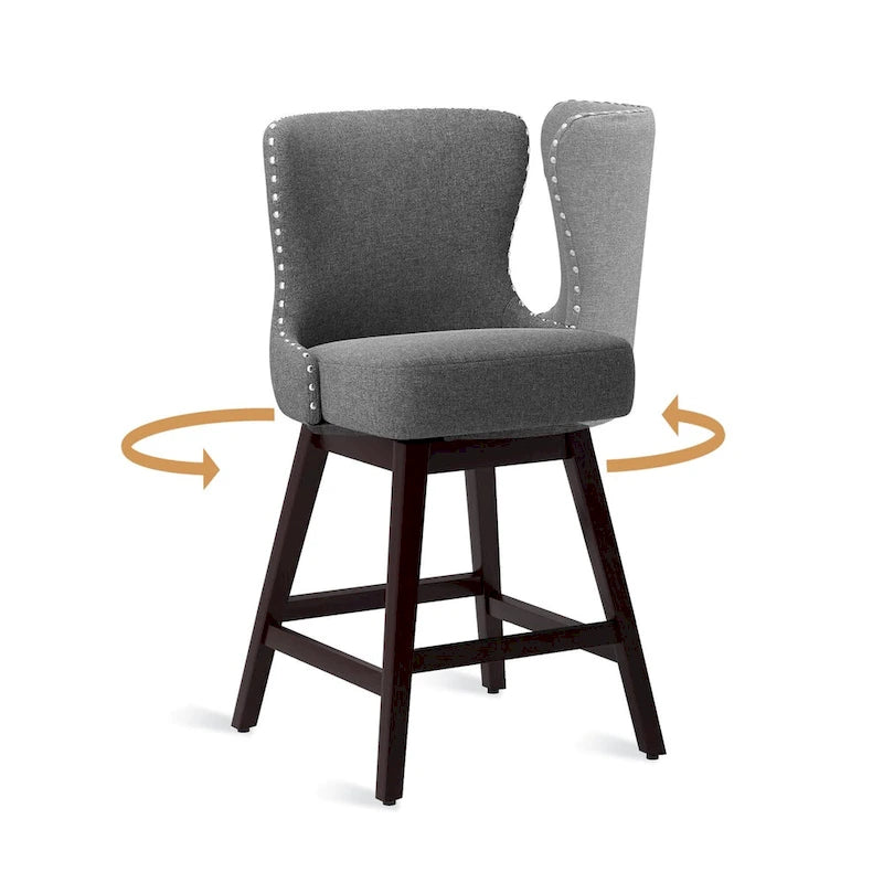 26 in. Faux Leather Upholstered Swivel Bar Stools Counter Height Set of 4