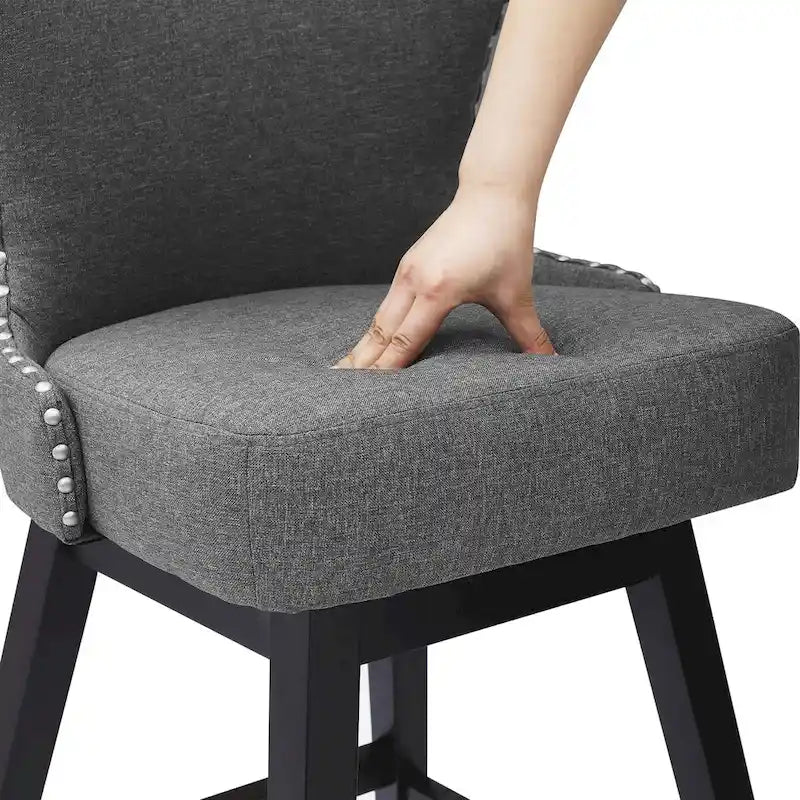 26 in. Faux Leather Upholstered Swivel Bar Stools Counter Height Set of 4