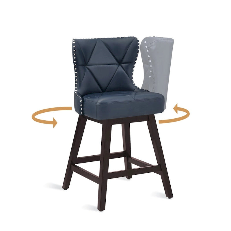 26 in. Faux Leather Upholstered Swivel Bar Stools Counter Height Set of 4