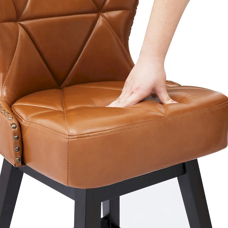 26 in. Faux Leather Upholstered Swivel Bar Stools Counter Height Set of 4
